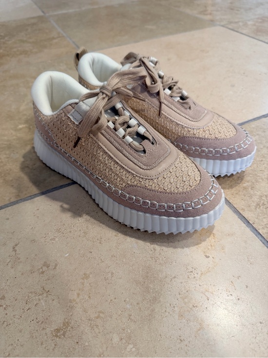 Corkys Shoes - Woven Platform Sneakers in Blush Beige